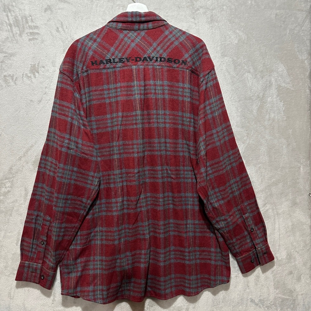 Harley-Davidson Mens XL Red Plaid Flannel Long Sleeve Button Down 96601-12VM